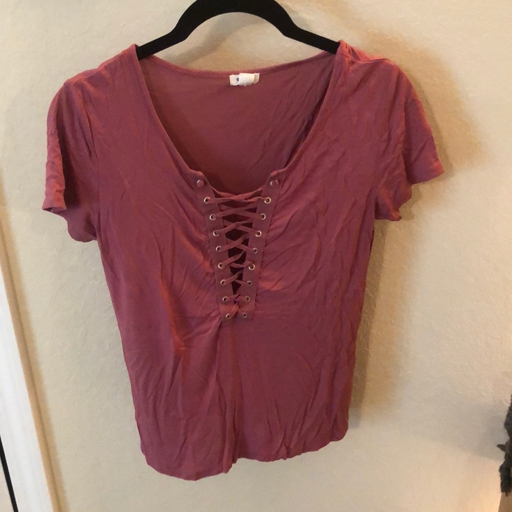 Pink lace up top